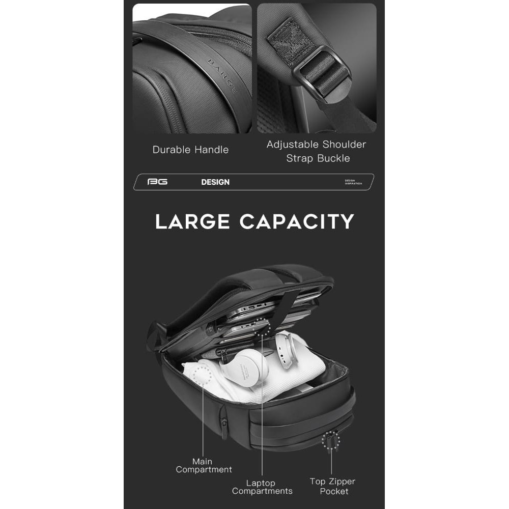Σακίδιο πλάτης 24L Laptop 15,6” Bange 7277 μαύρο Σακίδιο πλάτης 24L Laptop 15,6” Bange 7277 μαύρο
