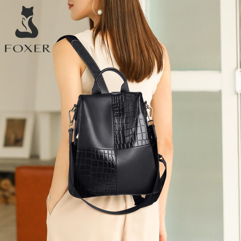 Δερμάτινo Γυναικείo Σακίδιο Πλάτης Foxer 9113V091F μαύρο Δερμάτινo Γυναικείo Σακίδιο Πλάτης Foxer 9113V091F μαύρο