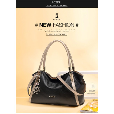 Δερμάτινη Γυναικεία Τσάντα Shopper 'Ωμου Foxer 926097F μαύρο