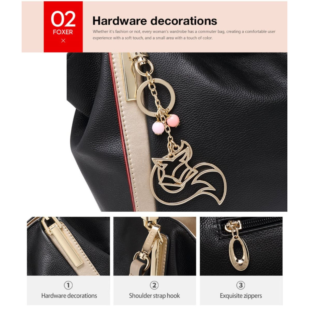 Δερμάτινη Γυναικεία Τσάντα Shopper 'Ωμου Foxer 926097F μαύρο