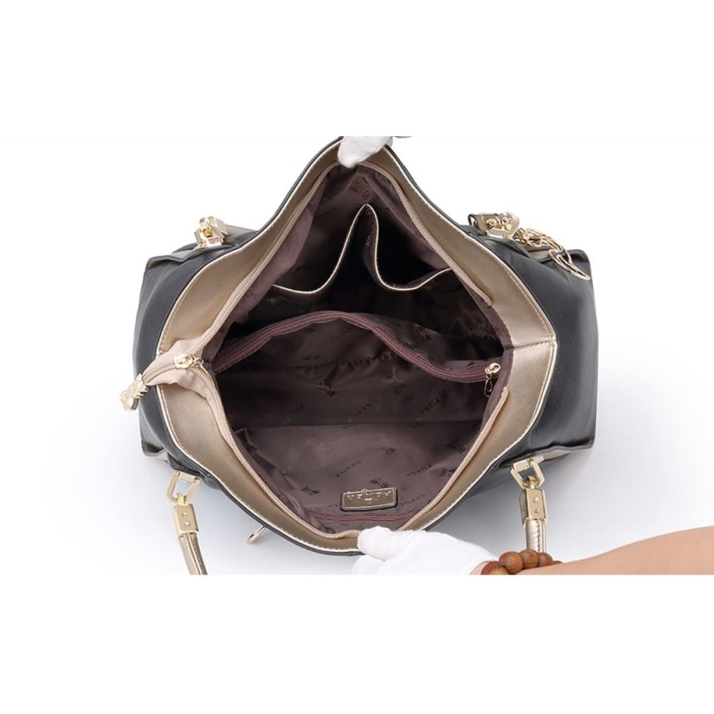 Δερμάτινη Γυναικεία Τσάντα Shopper 'Ωμου Foxer 926097F μαύρο