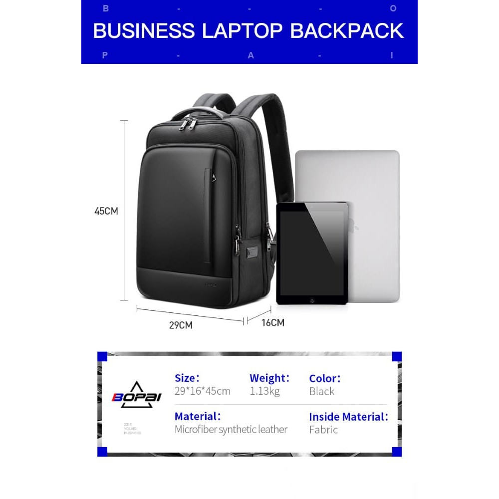 Σακίδιο πλάτης Αντικλεπτικό 24L Laptop 15,6” Bopai 61-51011 μαύρο Σακίδιο πλάτης Αντικλεπτικό 24L Laptop 15,6” Bopai 61-51011 μαύρο