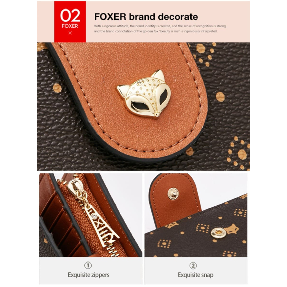Γυναικείο PVC πορτοφόλι Foxer 230046F καφέ Γυναικείο PVC πορτοφόλι Foxer 230046F καφέ