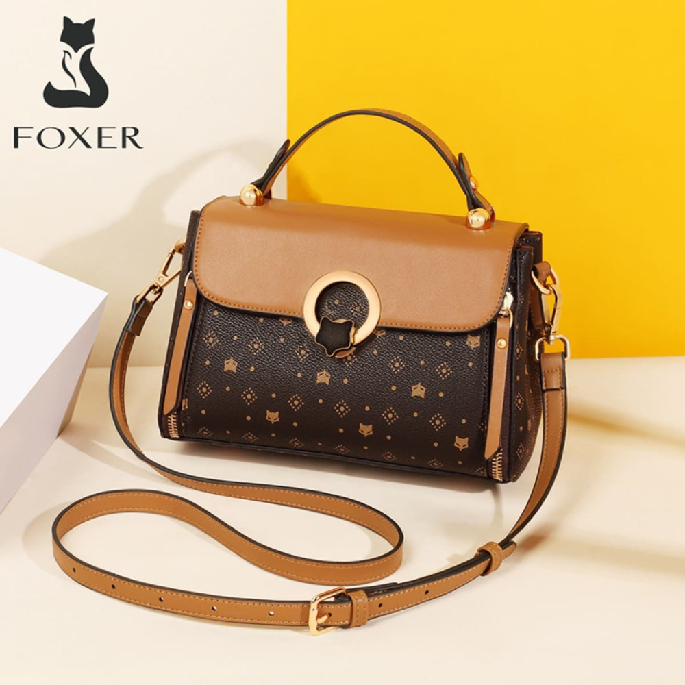 Δερμάτινη Γυναικεία Τσάντα PVC Χειρός/Ώμου Foxer 9111018F καφέ Δερμάτινη Γυναικεία Τσάντα PVC Χειρός/Ώμου Foxer 9111018F καφέ