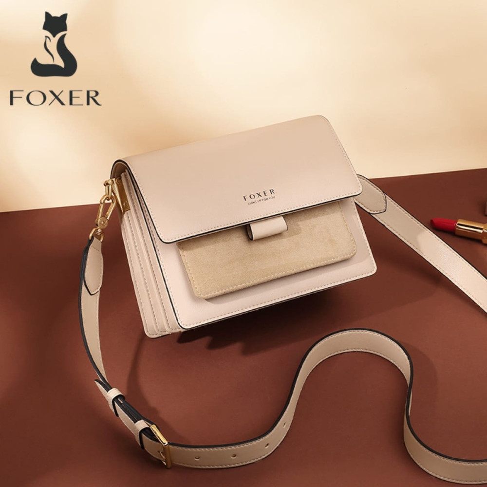 Δερμάτινη Γυναικεία Τσάντα Χιαστί Foxer 954011F κρέμ Δερμάτινη Γυναικεία Τσάντα Χιαστί Foxer 954011F κρέμ