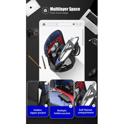 Σακίδιο πλάτης Αντικλεπτικό 16L Laptop 17” Bopai 61-85011 μαύρο Σακίδιο πλάτης Αντικλεπτικό 16L Laptop 17” Bopai 61-85011 μαύρο