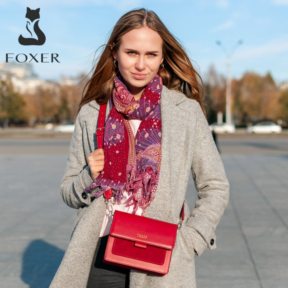 Δερμάτινη Γυναικεία Τσάντα Χιαστί Foxer 954011F κόκκινο Δερμάτινη Γυναικεία Τσάντα Χιαστί Foxer 954011F κόκκινο