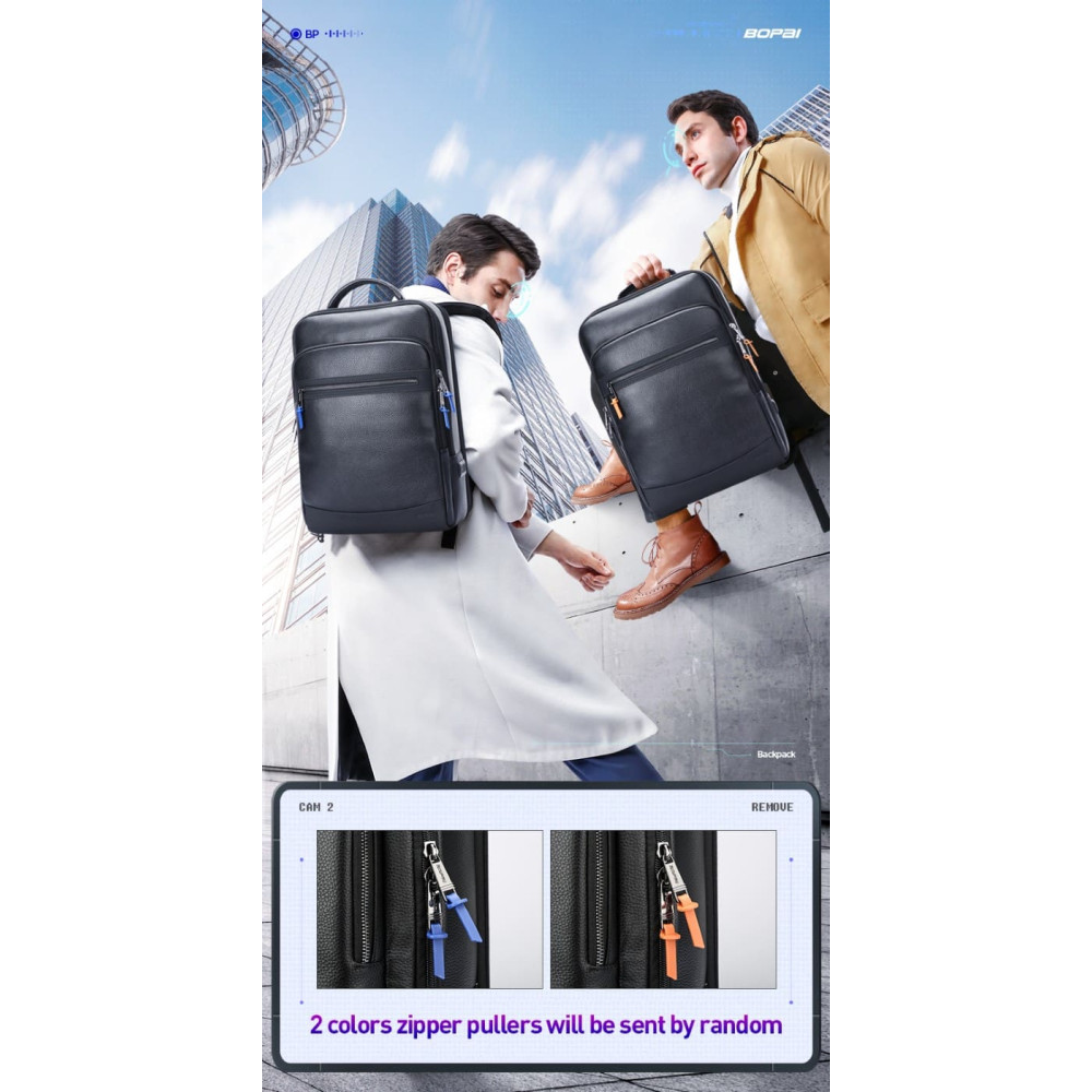 Δερμάτινο Σακίδιο πλάτης Αντικλεπτικό 24L Laptop 15,6” Bopai 61-121561 μαύρο Δερμάτινο Σακίδιο πλάτης Αντικλεπτικό 24L Laptop 15,6” Bopai 61-121561 μαύρο