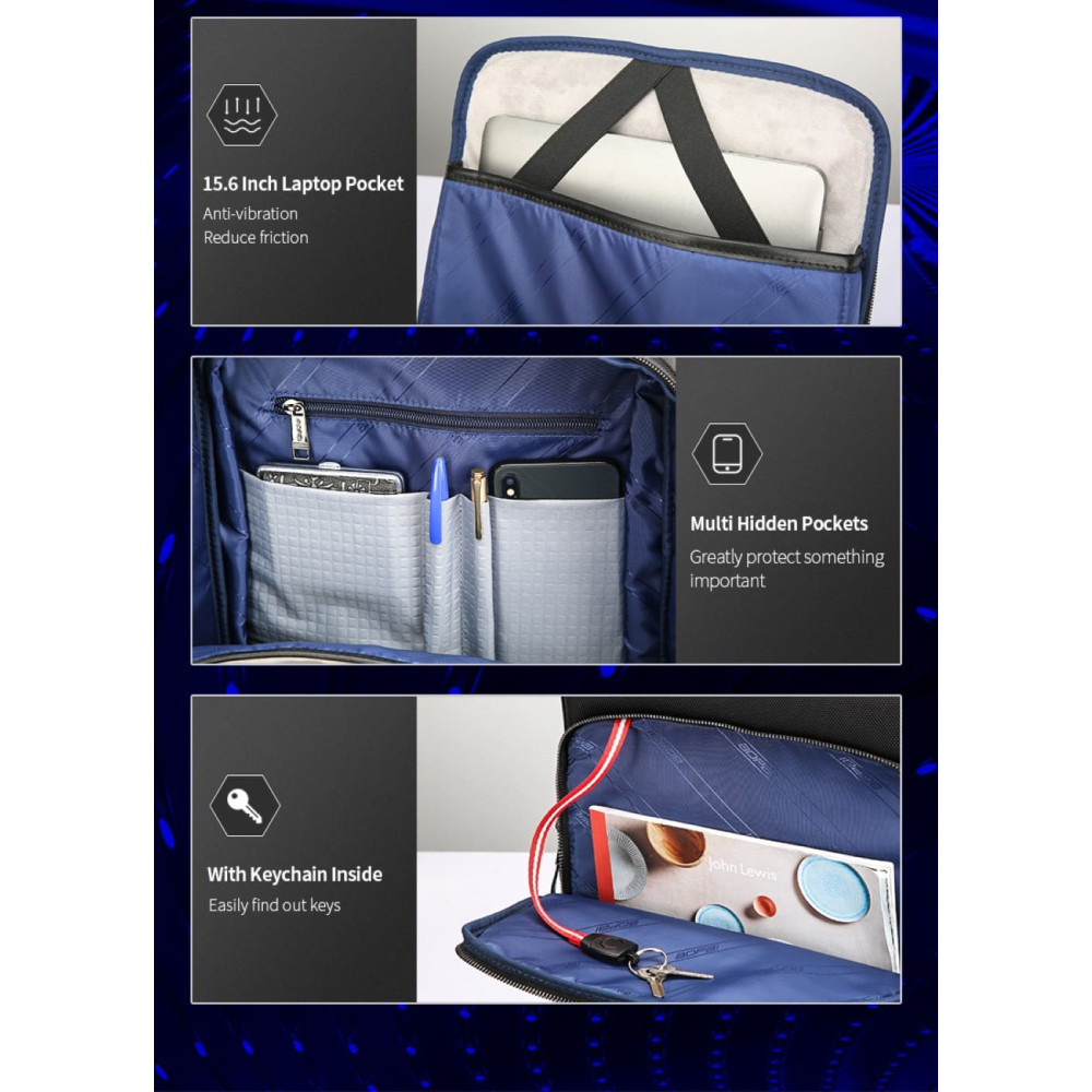 Σακίδιο πλάτης Αντικλεπτικό 24L Laptop 15,6” Bopai 751-006641A μαύρο Σακίδιο πλάτης Αντικλεπτικό 24L Laptop 15,6” Bopai 751-006641A μαύρο