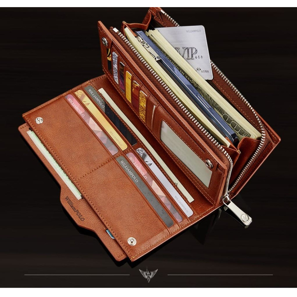 Δερμάτινο Ανδρικό πορτοφόλι William Polo 211566 dark brown Δερμάτινο Ανδρικό πορτοφόλι William Polo 211566 dark brown