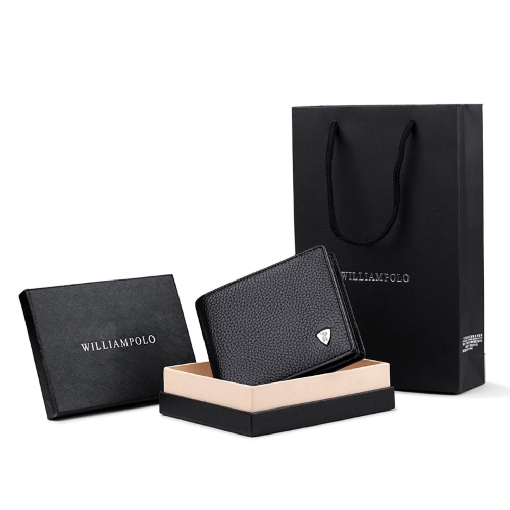 Δερμάτινο Ανδρικό πορτοφόλι William Polo 213 black Δερμάτινο Ανδρικό πορτοφόλι William Polo 213 black