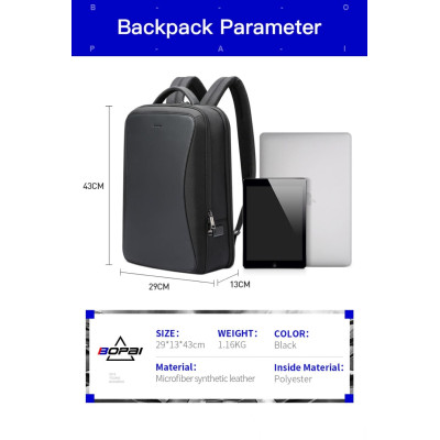 Σακίδιο πλάτης Αντικλεπτικό 24L Laptop 15,6” Bopai 61-120891 μαύρο Σακίδιο πλάτης Αντικλεπτικό 24L Laptop 15,6” Bopai 61-120891 μαύρο