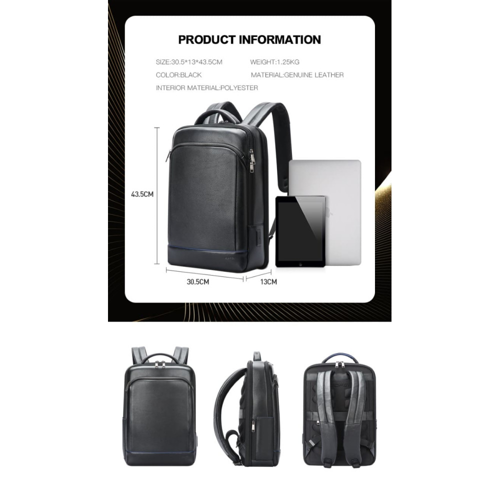 Δερμάτινο Σακίδιο πλάτης Αντικλεπτικό 24L Laptop 15,6” Bopai 61-122091 μαύρο Δερμάτινο Σακίδιο πλάτης Αντικλεπτικό 24L Laptop 15,6” Bopai 61-122091 μαύρο