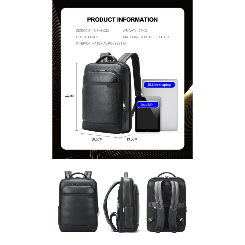 Δερμάτινο Σακίδιο πλάτης Αντικλεπτικό 24L Laptop 15,6” Bopai 61-122391 μαύρο Δερμάτινο Σακίδιο πλάτης Αντικλεπτικό 24L Laptop 15,6” Bopai 61-122391 μαύρο