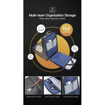 Δερμάτινο Σακίδιο πλάτης Αντικλεπτικό 24L Laptop 15,6” Bopai 61-122391 μαύρο Δερμάτινο Σακίδιο πλάτης Αντικλεπτικό 24L Laptop 15,6” Bopai 61-122391 μαύρο