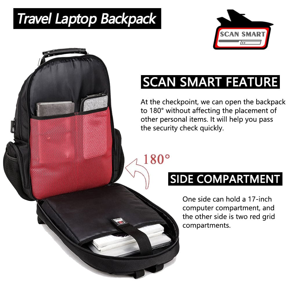 Μεγάλο Laptop Backpack 17,3'' Ανθεκτικό XL Heavy Duty Travel Backpack Bange 1901 μαύρο