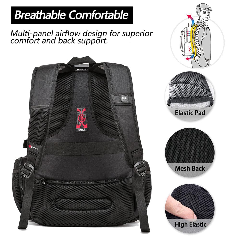 Μεγάλο Laptop Backpack 17,3'' Ανθεκτικό XL Heavy Duty Travel Backpack Bange 1901 μαύρο