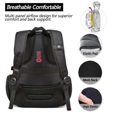 Μεγάλο Laptop Backpack 17,3'' Ανθεκτικό XL Heavy Duty Travel Backpack Bange 1901 μαύρο