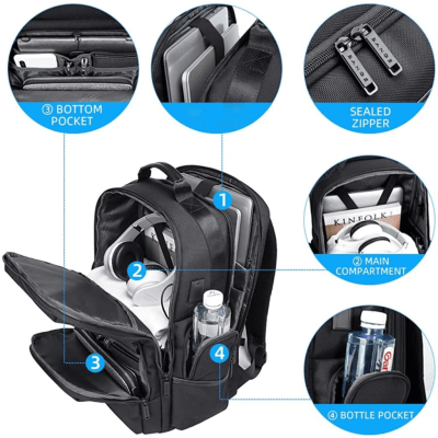 Σακίδιο πλάτης Bange 35L Laptop 15,6'' Weekender Hand-On Bagage 2603 μαύρο