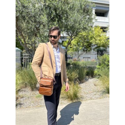 Δερμάτινο τσαντάκι ώμου Bull Captain  DJB 040 καφέ