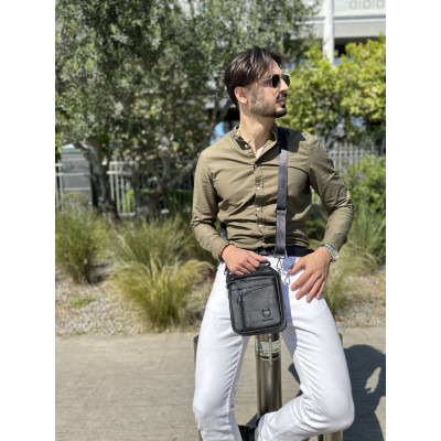 Δερμάτινο τσαντάκι ώμου Bull Captain  DJB 222 μαύρο