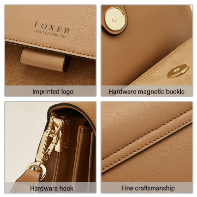 Δερμάτινη Γυναικεία Τσάντα Χιαστί Foxer 954011F καφέ Δερμάτινη Γυναικεία Τσάντα Χιαστί Foxer 954011F καφέ