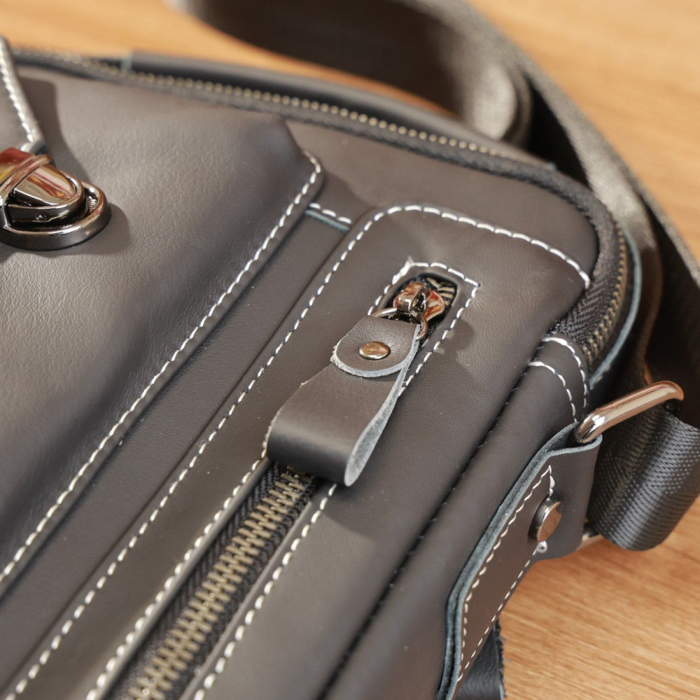 Δερμάτινο τσαντάκι ώμου Bull Captain  DJB 039 μαύρο