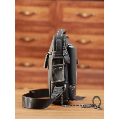 Δερμάτινο τσαντάκι ώμου Bull Captain  DJB 039 μαύρο