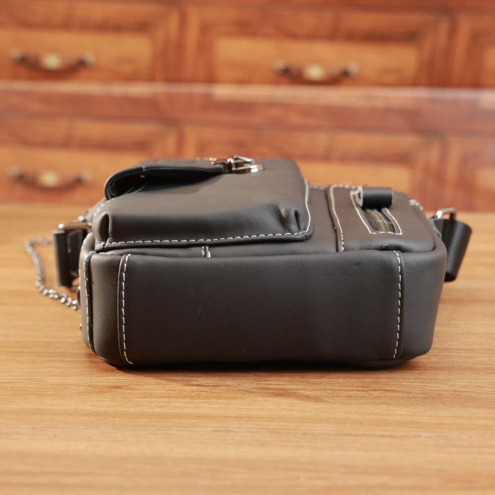 Δερμάτινο τσαντάκι ώμου Bull Captain  DJB 039 μαύρο