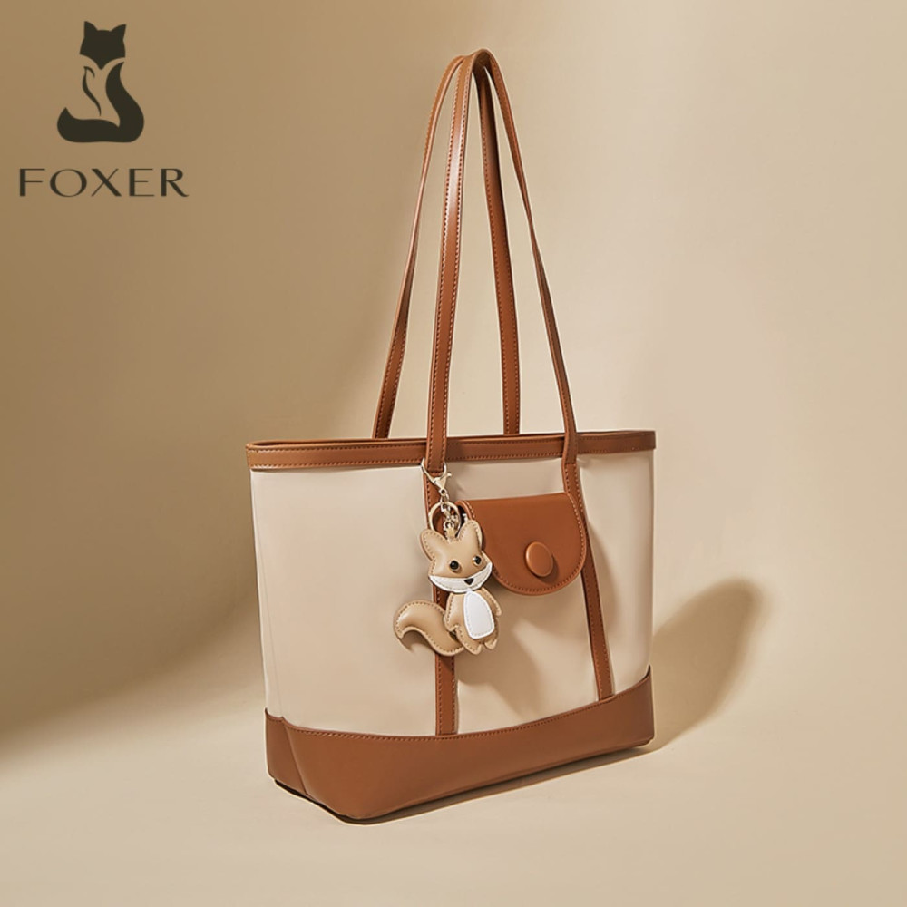 Γυναικεία Τσάντα Shopper 'Ωμου Foxer 9151041F μπέζ/καφέ