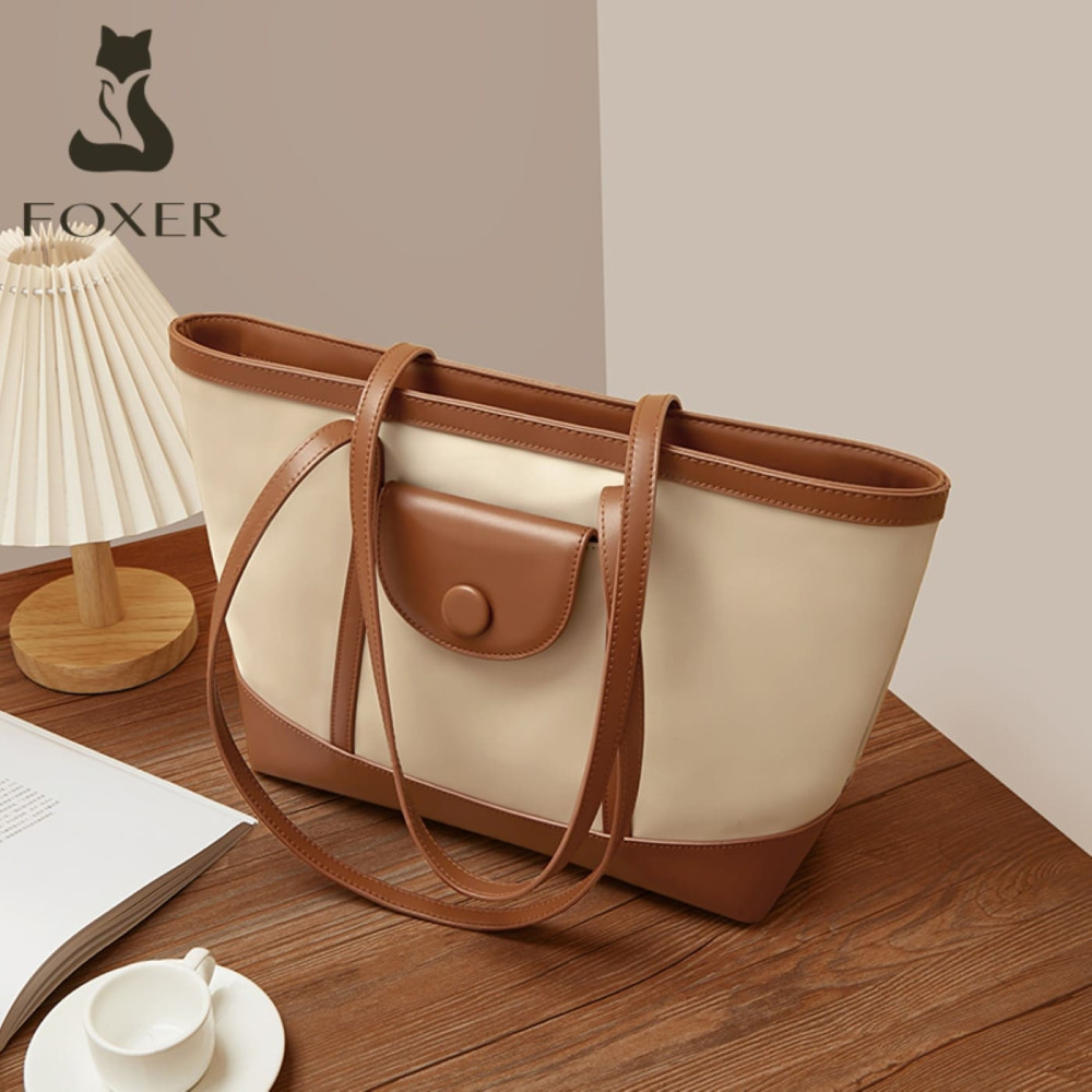Γυναικεία Τσάντα Shopper 'Ωμου Foxer 9151041F μπέζ/καφέ