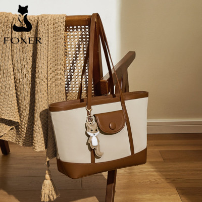 Γυναικεία Τσάντα Shopper 'Ωμου Foxer 9151041F μπέζ/καφέ