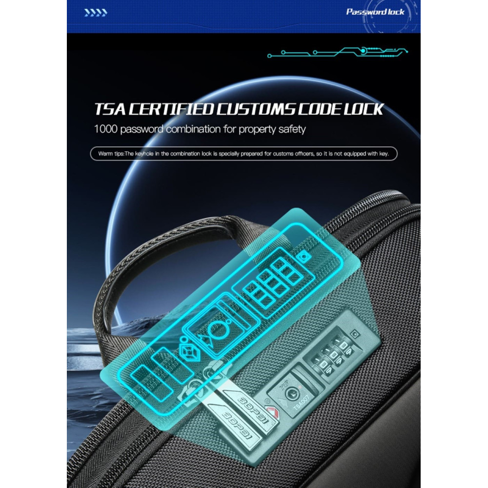 Σακίδιο πλάτης Αντικλεπτικό 21L Laptop 15,6 Bopai 61-122579 μαύρο Σακίδιο πλάτης Αντικλεπτικό 21L Laptop 15,6 Bopai 61-122579 μαύρο