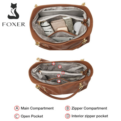 Δερμάτινη Γυναικεία Τσάντα Shopper ‘Ωμου Foxer 958136F καφέ Δερμάτινη Γυναικεία Τσάντα Shopper ‘Ωμου Foxer 958136F καφέ