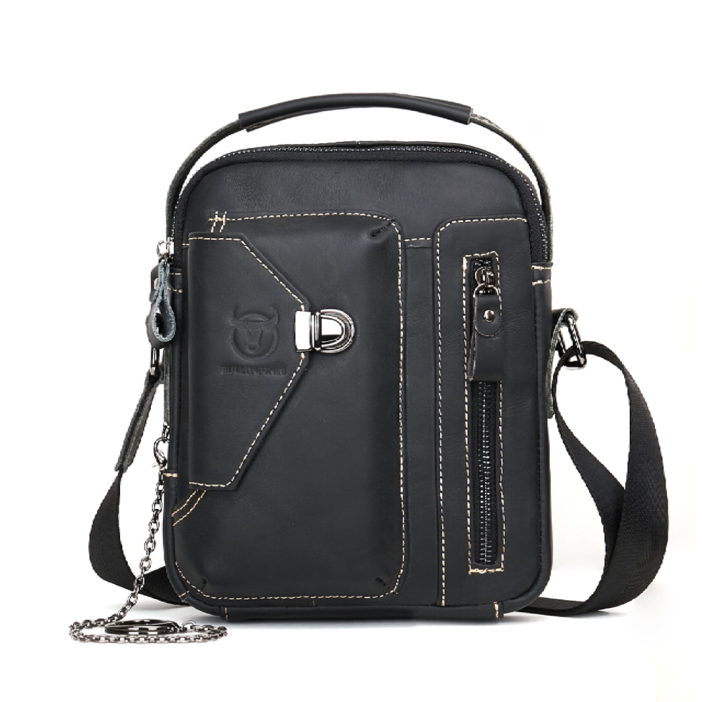 Δερμάτινο τσαντάκι ώμου Bull Captain  DJB 039 μαύρο