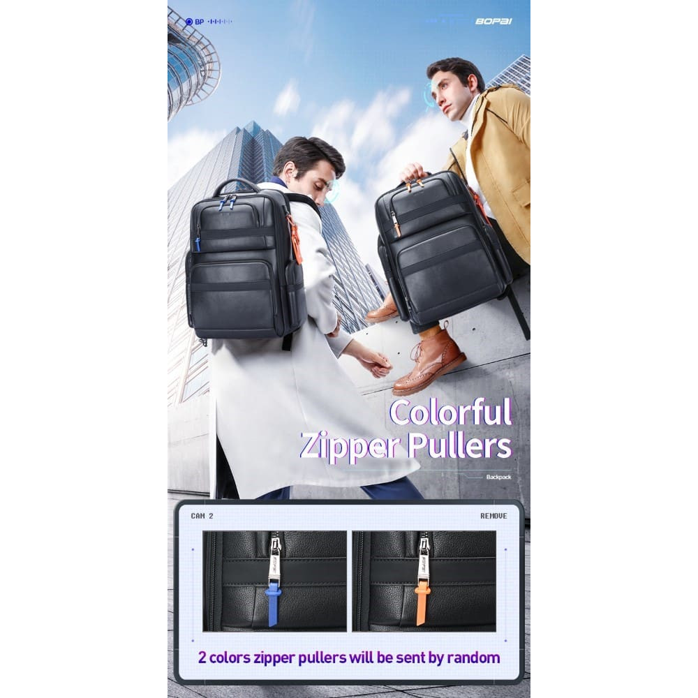 Δερμάτινο Σακίδιο πλάτης Αντικλεπτικό 35L Laptop 17,3” Bopai 851-019811 μαύρο