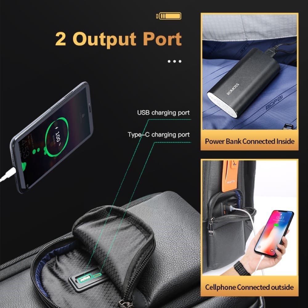 Δερμάτινο Σακίδιο πλάτης Αντικλεπτικό 35L Laptop 17,3” Bopai 851-019811 μαύρο