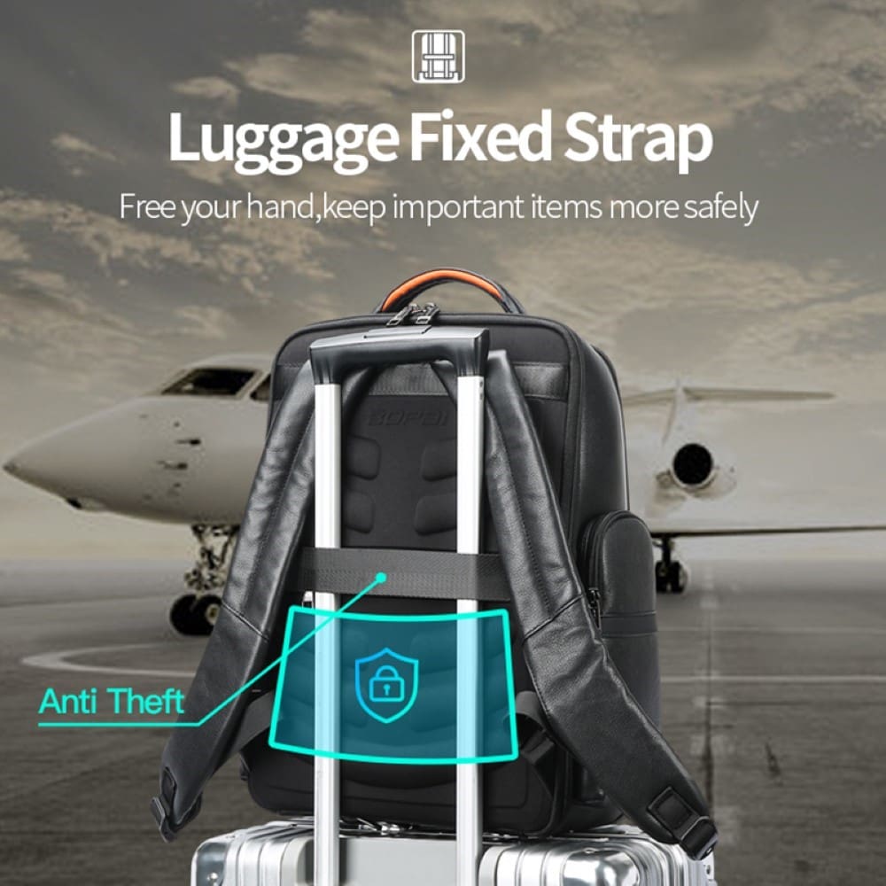 Δερμάτινο Σακίδιο πλάτης Αντικλεπτικό 35L Laptop 17,3” Bopai 851-019811 μαύρο