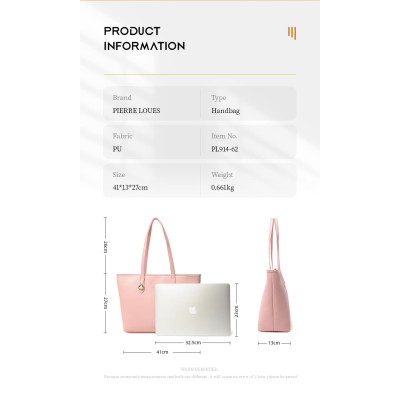 Γυναικεία Τσάντα Ώμου Shopper Pierre Loues 914-62 ροζ Γυναικεία Τσάντα Ώμου Shopper Pierre Loues 914-62 ροζ
