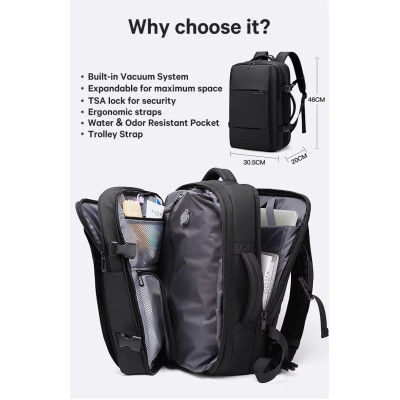 Σακίδιο πλάτης vacuum Tsa Lock 36L Laptop 17,3” Bange 3028 μαύρο Σακίδιο πλάτης vacuum Tsa Lock 36L Laptop 17,3” Bange 3028 μαύρο