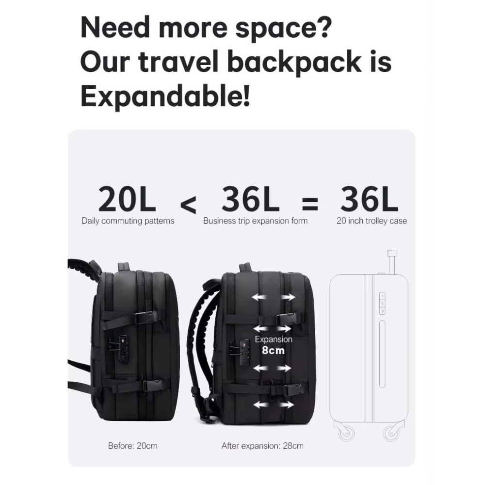 Σακίδιο πλάτης vacuum Tsa Lock 36L Laptop 17,3” Bange 3028 μαύρο Σακίδιο πλάτης vacuum Tsa Lock 36L Laptop 17,3” Bange 3028 μαύρο