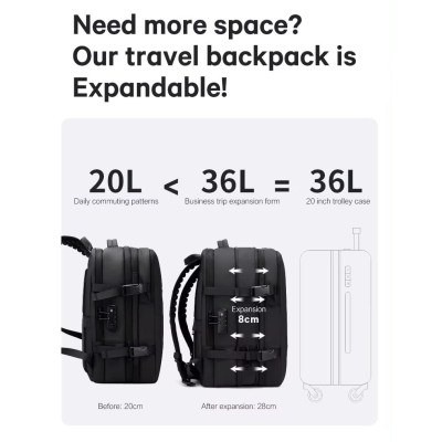 Σακίδιο πλάτης vacuum Tsa Lock 36L Laptop 17,3” Bange 3028 μαύρο Σακίδιο πλάτης vacuum Tsa Lock 36L Laptop 17,3” Bange 3028 μαύρο