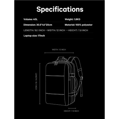 Σακίδιο πλάτης vacuum Tsa Lock 36L Laptop 17,3” Bange 3028 μαύρο Σακίδιο πλάτης vacuum Tsa Lock 36L Laptop 17,3” Bange 3028 μαύρο