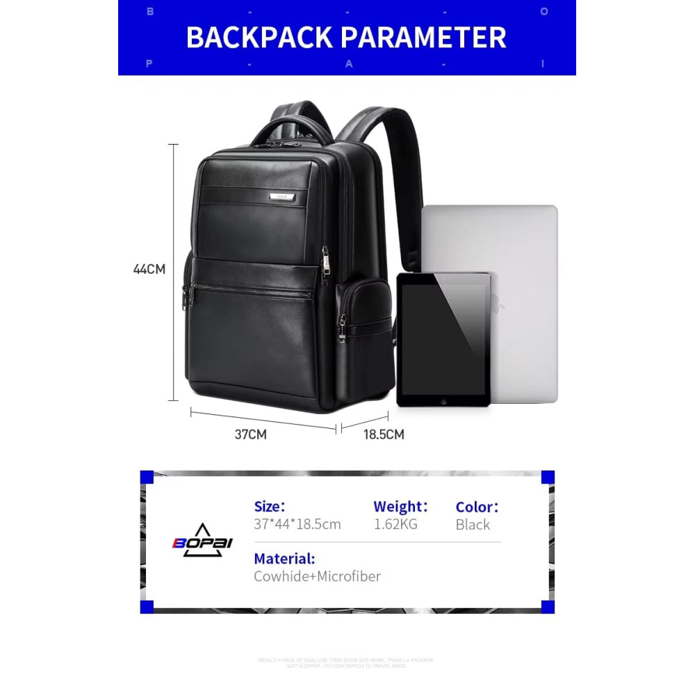 Δερμάτινο Σακίδιο πλάτης Αντικλεπτικό 30L Laptop 17,3” Bopai 61-121961 μαύρο Δερμάτινο Σακίδιο πλάτης Αντικλεπτικό 30L Laptop 17,3” Bopai 61-121961 μαύρο