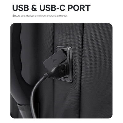 Σακίδιο πλάτης vacuum Tsa Lock με ζυγαριά 36L Laptop 17,3” Bange 1909-8 μαύρο