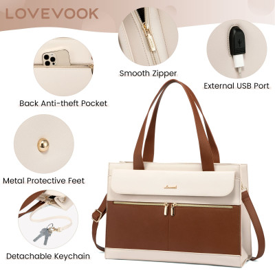Γυναικείο σετ τσάντας ώμου/χειροός φορητού υπολογιστή  Lovevook 15,6'' WB2026 beige/brown