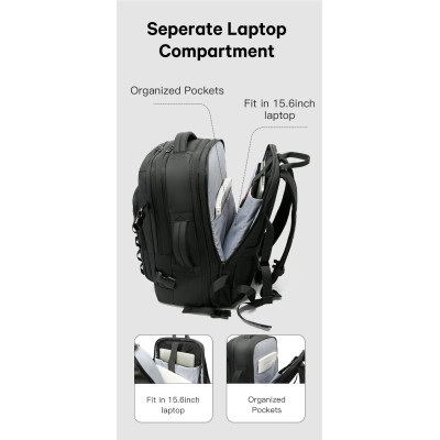 Σακίδιο Ταξιδιού Cabin Size 40L Laptop 17,3” Bange 3055 μαύρο Σακίδιο Ταξιδιού Cabin Size 40L Laptop 17,3” Bange 3055 μαύρο