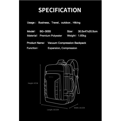 Σακίδιο Ταξιδιού Cabin Size 40L Laptop 17,3” Bange 3055 μαύρο Σακίδιο Ταξιδιού Cabin Size 40L Laptop 17,3” Bange 3055 μαύρο