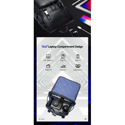 Σακίδιο πλάτης Δερμάτινο 20L Laptop 15,6” Bopai 61-128811 μαύρο Σακίδιο πλάτης Δερμάτινο 20L Laptop 15,6” Bopai 61-128811 μαύρο