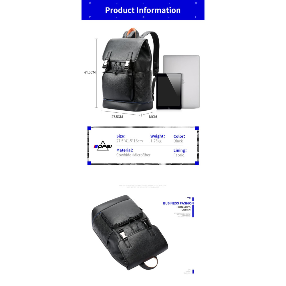 Σακίδιο πλάτης Δερμάτινο 20L Laptop 15,6” Bopai 61-128811 μαύρο Σακίδιο πλάτης Δερμάτινο 20L Laptop 15,6” Bopai 61-128811 μαύρο